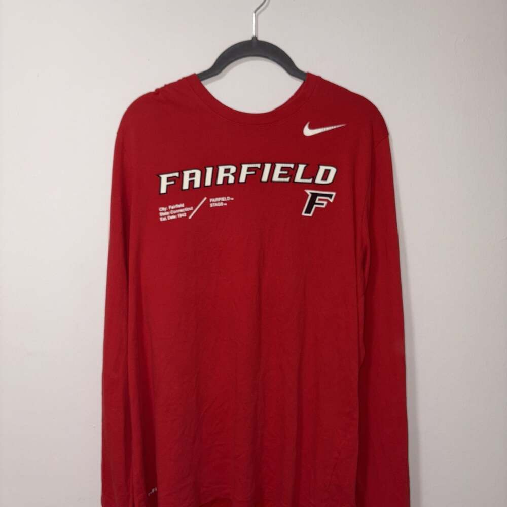 Nike Fairfield University Stags Red Dri-Fit Long Sleeve T-Shirt